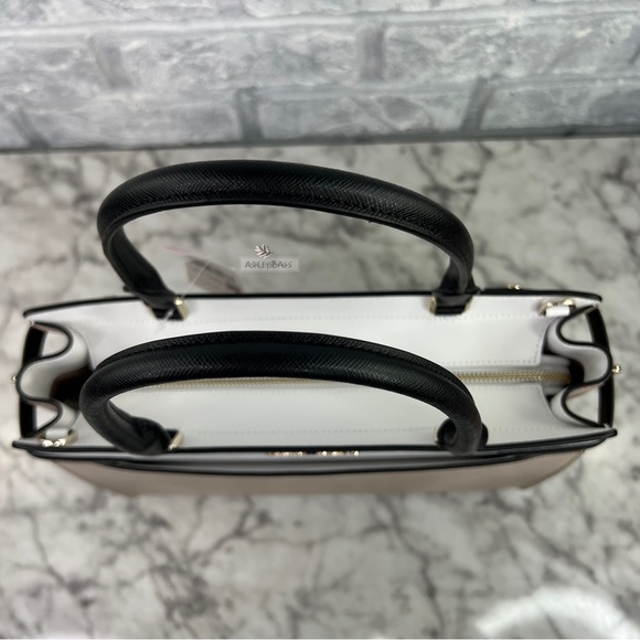 Kate Spade Staci Warm Beige Colorblock Large Satchel Crossbody - Picture 5 of 12